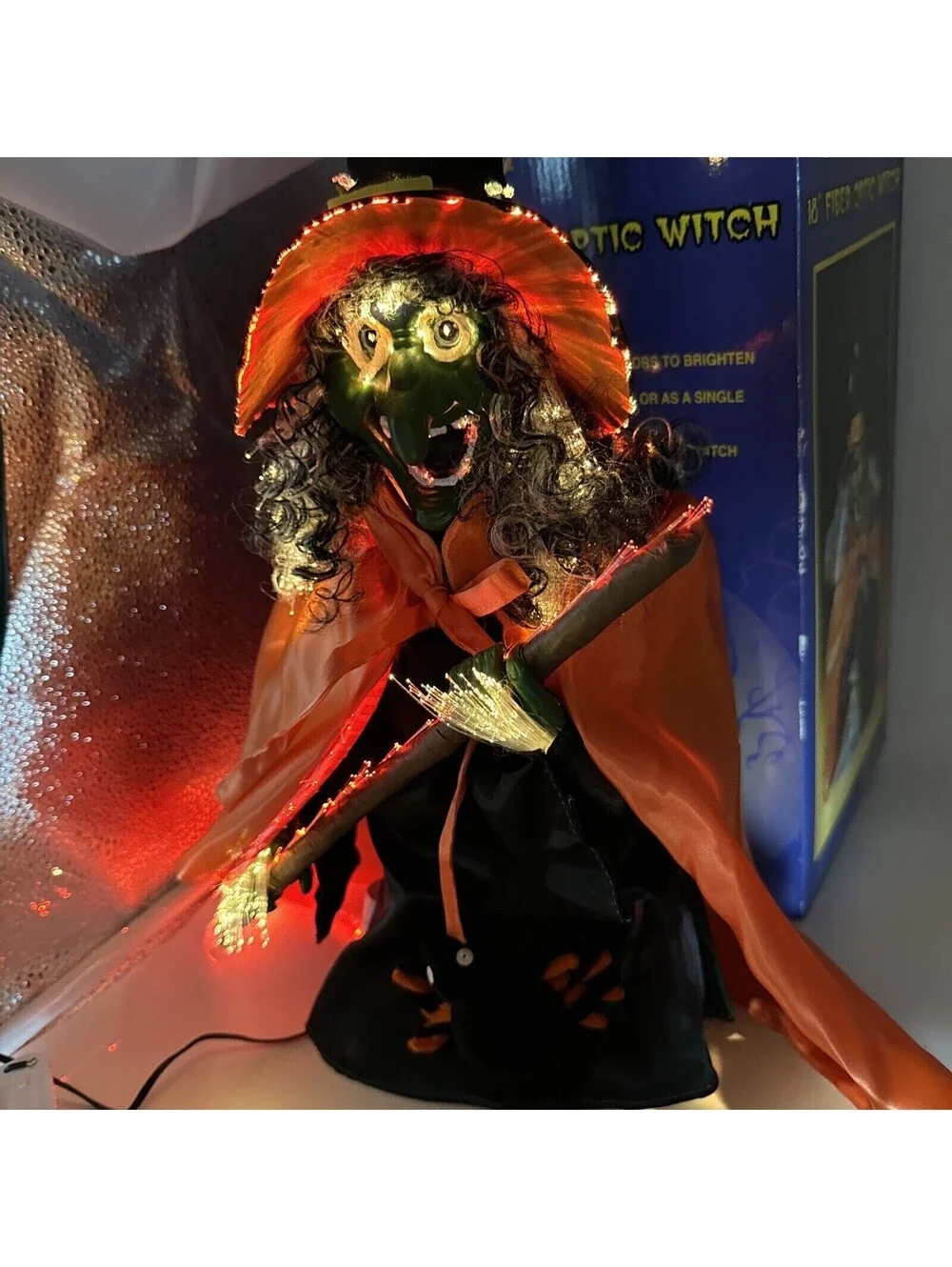 Fiber Optic Halloween Witch Light Up Lamp Decor 18